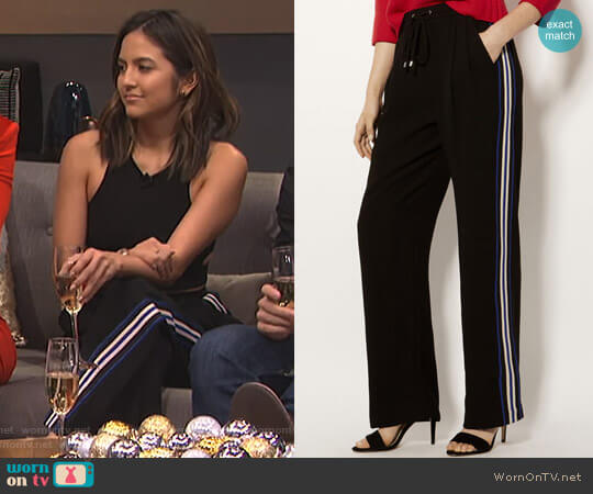 Karen Millen Wide-Leg Sporty Trousers worn by Erin Lim on E! News