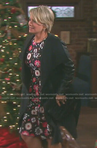 Kayla’s black floral dress on Days of our Lives