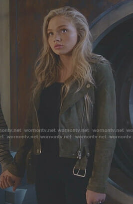 Lauren’s green suede moto jacket on The Gifted