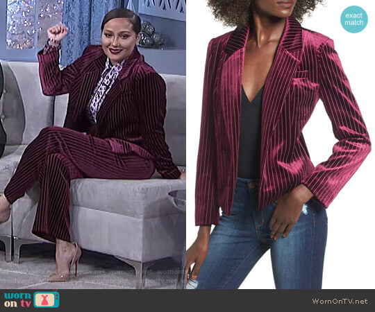 Leith Stripe Velour Blazer worn by Adrienne Houghton on The Real