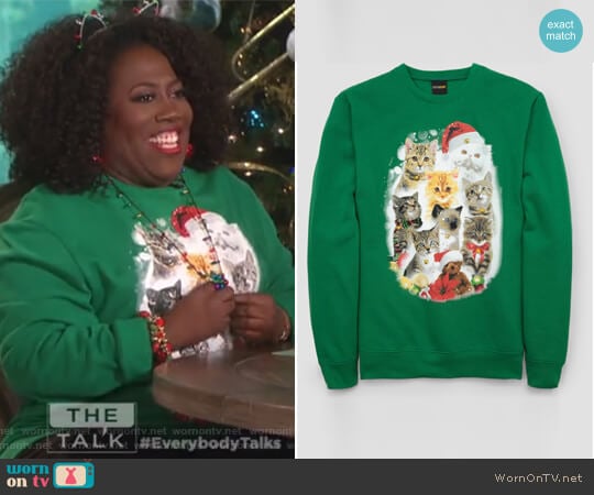 Fifth Sun Long Sleeve Cat Fleece With Bells Fleece Sweatshirt worn by Sheryl Underwood on The Talk