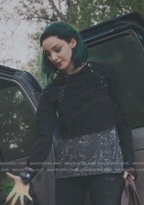 Lorna’s black cropped lace-up hoodie on The Gifted