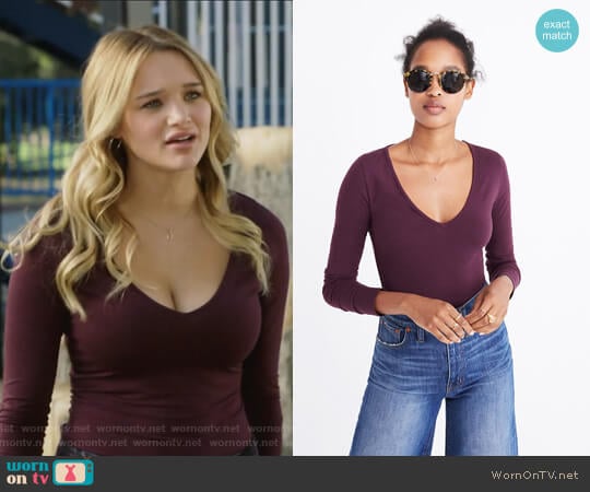 Madewell V-Neck Bodysuit worn by Clementine Hughes (Hunter King) on Life in Pieces