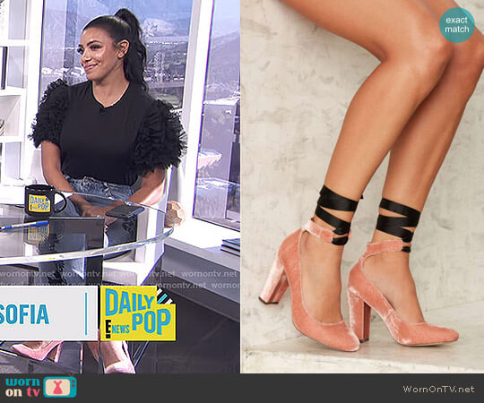 Nasty Gal Valley of the Dolls Velvet Heel worn by Julissa Bermudez on E! News