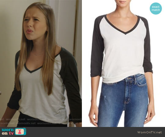 Nation LTD Color Block Baseball Tee worn by Samantha Hughes (Holly Barrett) on Life in Pieces