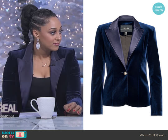 Nissa Elegant Velvet Blazer worn by Tamera Mowry on The Real