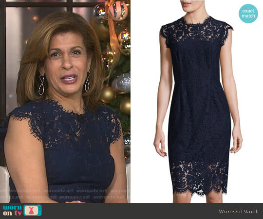 Rachel Zoe Floral Cap Sleeve Lace Sheath Dress worn by Hoda Kotb on Today