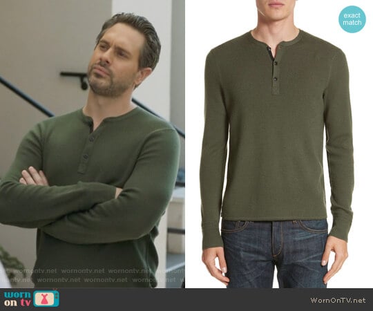 Rag and Bone Gregory Merino Wool Blend Henley worn by Matthew Short (Thomas Sadoski) on Life in Pieces