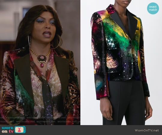 Roberto Cavalli Universe Print Blazer worn by Cookie Lyon (Taraji P. Henson) on Empire