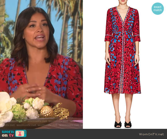 Saloni Eve Floral Silk Midi-Dress