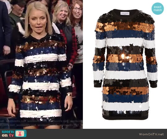 Sonia Rykiel Sequined Wool-Jersey Mini Dress worn by Kelly Ripa on Live with Kelly and Mark