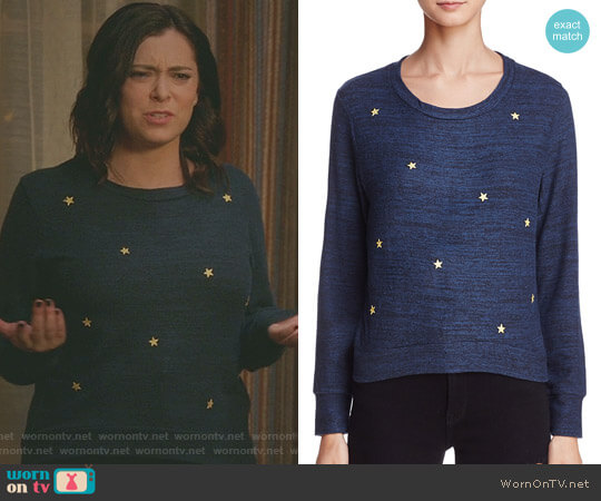 Sundry Star Patch Sweatshirt worn by Rebecca Bunch (Rachel Bloom) on Crazy Ex-Girlfriend