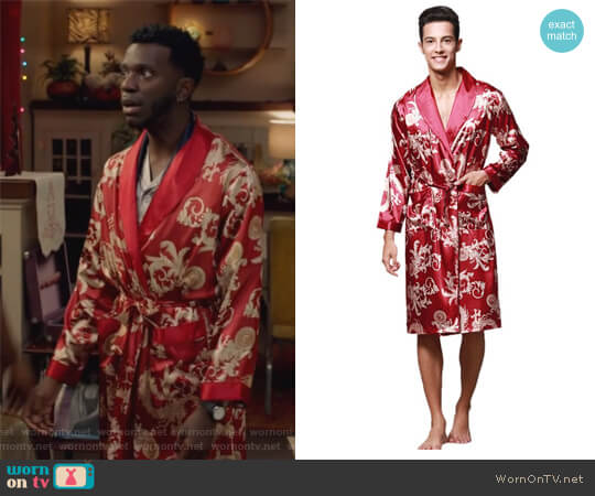 Surenow Paisley Loungewear Bathrobe Robe worn by Jermaine Leforge (Bernard David Jones) on The Mayor