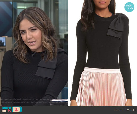 Ted Baker Nehru Bow Skinny Rib Knit Sweater worn by Erin Lim on E! News