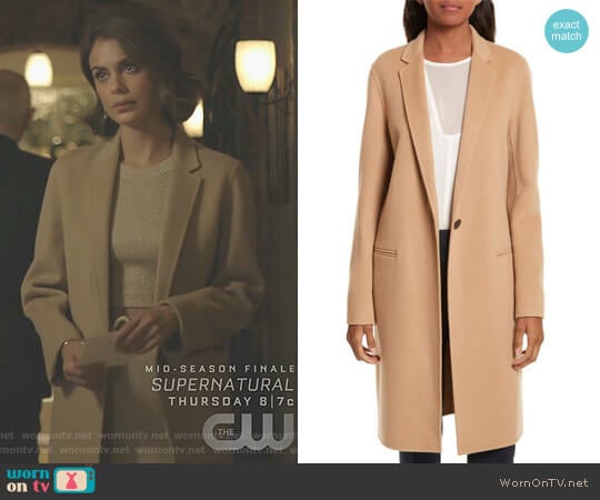 Theory New Divide Wool & Cashmere Coat worn by Cristal Flores (Nathalie Kelley) on Dynasty