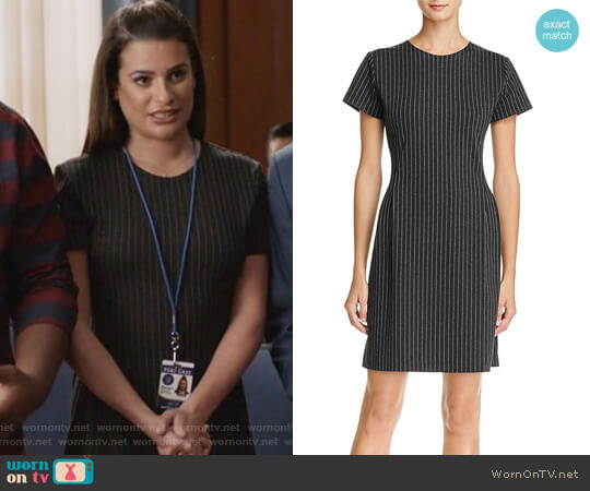 Theory Pinstripe Sheath Dress worn by Valentina Barella (Lea Michele) on The Mayor