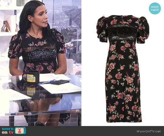Topshop Sequin Floral Print Midi Shift Dress worn by Julissa Bermudez on E! News