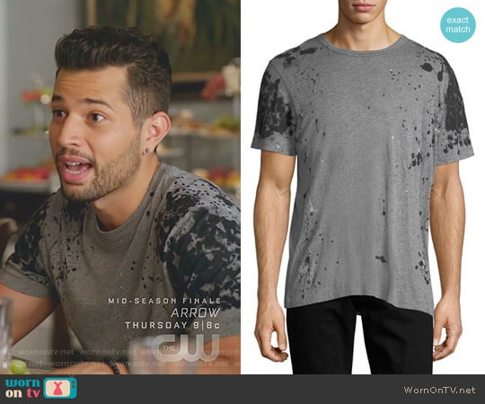 True Religion Paint-Splatter Cotton T-Shirt worn by Sam Flores (Rafael de la Fuente) on Dynasty