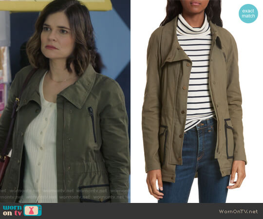 Veronica Beard Army Jacket worn by Heather Hughes (Betsy Brandt) on Life in Pieces