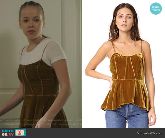 Veronica Beard Sebastian Peplum Bustier Cami worn by Samantha Hughes (Holly Barrett) on Life in Pieces