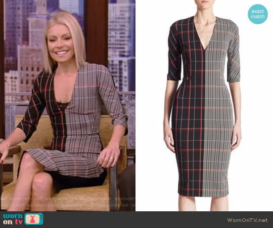 Victoria Beckham Checked Wool Dress worn by Kelly Ripa on Live with Kelly and Mark