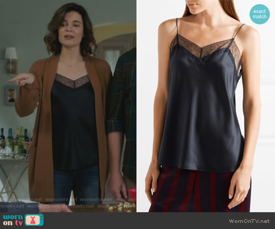 Vince Lace-trimmed silk-satin camisole worn by Heather Hughes (Betsy Brandt) on Life in Pieces