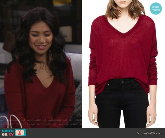 Zadig and Voltaire Brume Cashmere Sweater worn by Eve Roberts (Liza Lapira) on 9JKL
