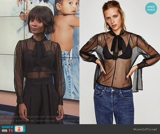 Zara Blouse with Bow worn by Zuri Hall on E! News