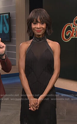 Zuri’s black fringe mini dress on E! News