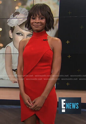 Zuri’s red sleeveless tulip hem dress on E! News