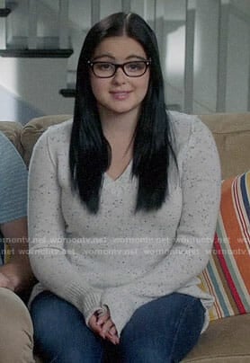 Alex’s speckled v-neck sweater on Modern Family
