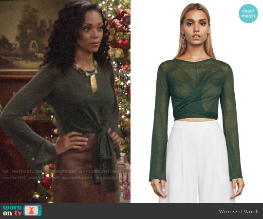 Bcbgmaxazria Karsyn Waist-Tie Crop Top worn by Hilary Curtis (Mishael Morgan) on The Young and the Restless