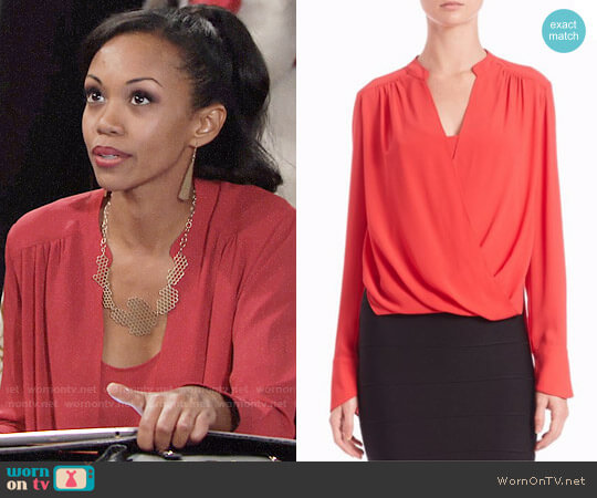 Bcbgmaxazria Jaklyn Blouse in Red Berry worn by Hilary Curtis (Mishael Morgan) on The Young and the Restless
