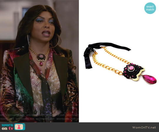 Beads of Aquarius Statement Black Fuchsia Gold Chain Necklace worn by Cookie Lyon (Taraji P. Henson) on Empire
