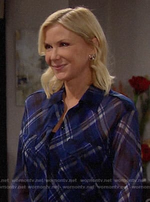 Brooke’s blue plaid shirt on The Bold and the Beautiful