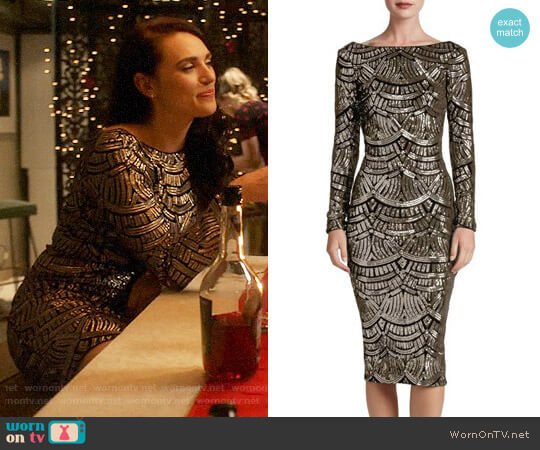 Dress the Population Emery Dress in Platinum / Black worn by Lena Luthor (Katie McGrath) on Supergirl