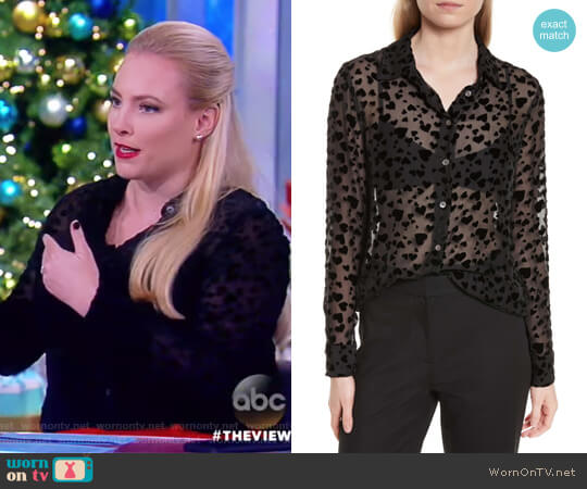 Equipment Essential Velvet Burnout Shirt worn by Meghan McCain on The View