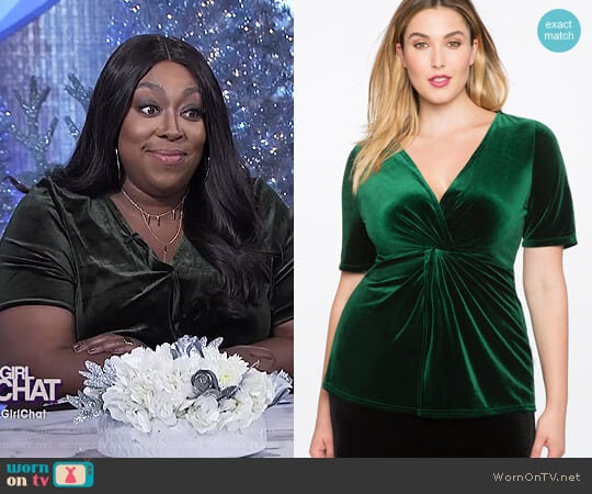 Eloquii Cross Front Velvet Tunic worn by Loni Love on The Real