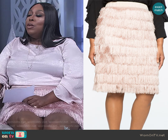 Eloquii Fringe Pencil Skirt worn by Loni Love on The Real