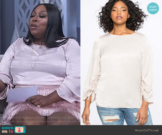 Eloquii Ruched Sleeve Top worn by Loni Love on The Real