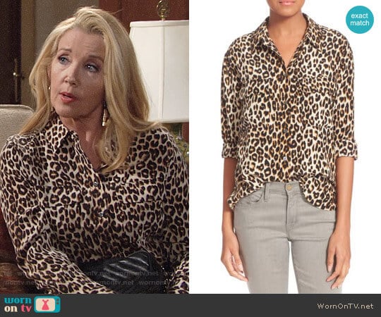 Equipment Signature Leopard Print Shirt worn by Nikki Reed Newman (Melody Thomas-Scott) on The Young and the Restless