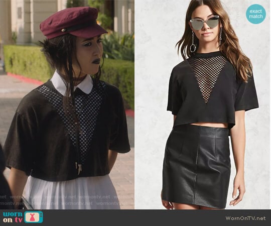 Forever 21 Mesh Insert Cropped Tee worn by Nico Minoru (Lyrica Okano) on Marvels Runaways