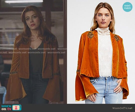Free People Sacred Heart Jacket worn by Sonia (Elena Satine) on The Gifted