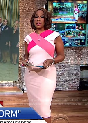Gayle King’s pink cross front dress on CBS Mornings