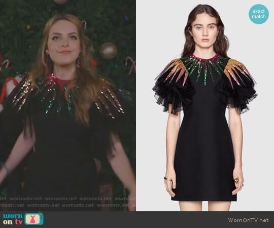 Gucci Embroidered Sequin Tulle Dress worn by Fallon Carrington (Elizabeth Gillies) on Dynasty