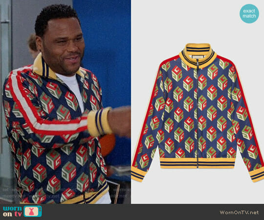 Gucci GG Wallpaper technical jersey jacket worn by Andre Johnson (Anthony Anderson) on Black-ish