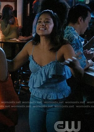 Jane’s blue striped ruffled top on Jane the Virgin