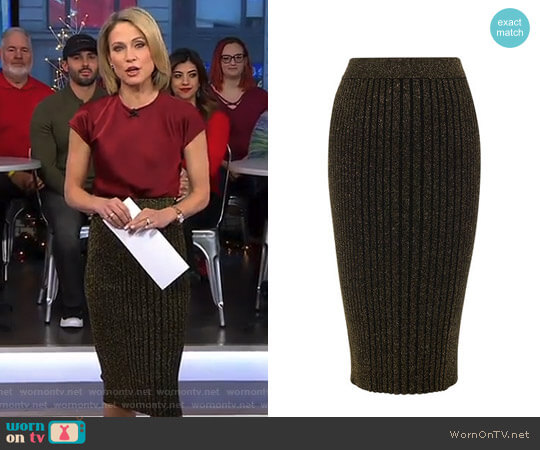 Karen Millen Knitted Midi Skirt worn by Amy Robach on Good Morning America