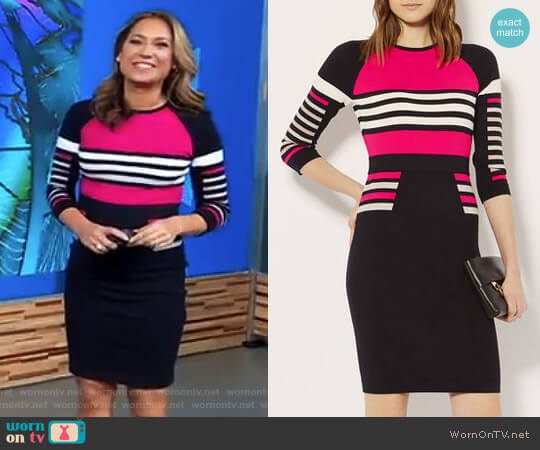 Karen Millen Stripe Pencil Knit Dress worn by Ginger Zee on Good Morning America