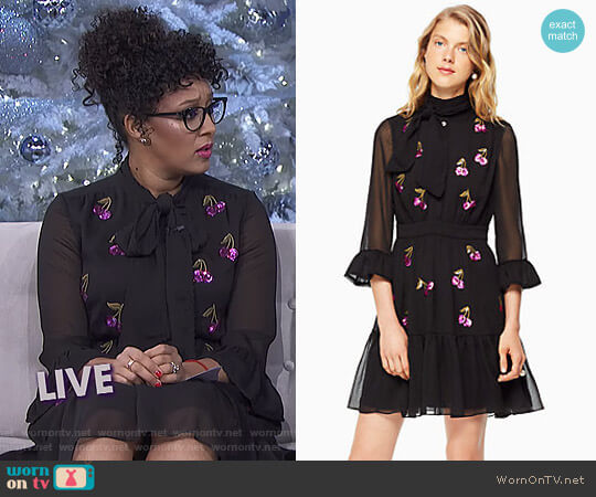 Kate Spade Sequin Cherries Shirtdress worn by Tamera Mowry on The Real